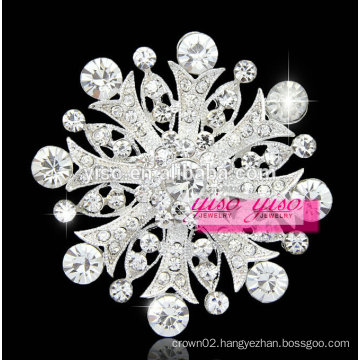 crystal elaborated big stone flower brooch